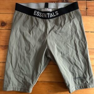 Fear of god essentials biker shorts women’s small green taupe
